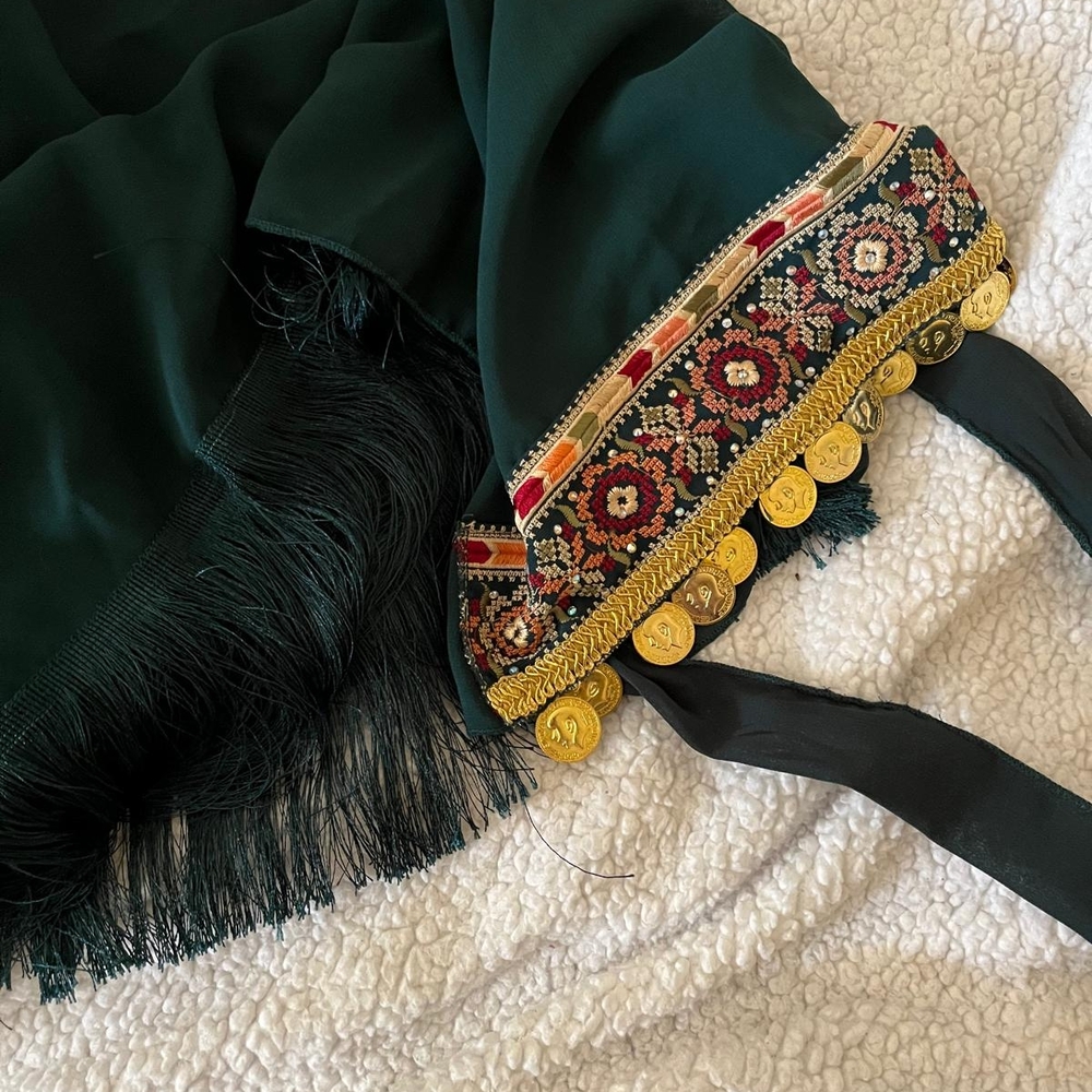 Embroidered Black and Gold Women's Scarf/headpiece